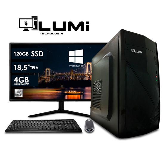 Imagem de Computador PC Completo + Monitor 18.5" Intel Core i7 4GB SSD 120GB Windows 10 + Teclado e mouse - Lumitec