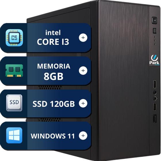 Imagem de Computador Pc Cpu Intel Core i3 SSD 120gb Memória Ram 8gb Windows 11