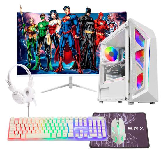 Imagem de Computador PC Designer Prime i7 16gb Ram SSD 240gb GTX 1050 TI 4GB Monitor 23 Curvo  Branco