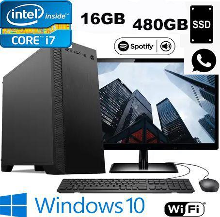 Computador Pc Desktop Intel i7 16gb Ssd 480gb Wi-fi Windows 10 + MOnitor 19" Menor preço em Computador Pc Desktop Intel i7 16gb Ssd 480gb Wi-fi Windows 10 + MOnitor 19"