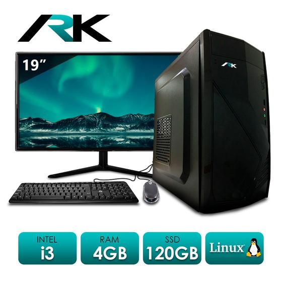 Imagem de Computador PC Intel Core i3 3240 4GB 120GB Linux + Teclado e Mouse + Monitor de 19" - ARK