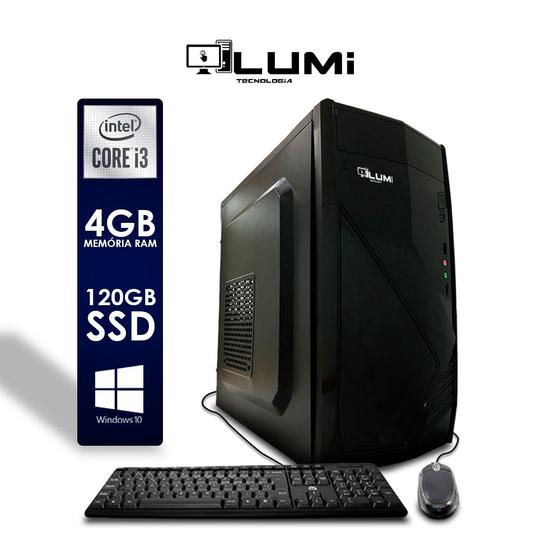 Imagem de Computador PC Intel Core i3 4GB SSD 120GB Windows 10 + Teclado e Mouse -  Lumitec
