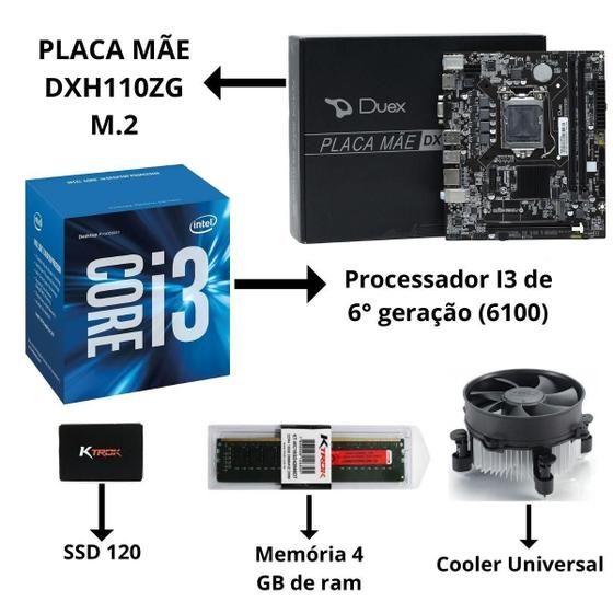 Imagem de Computador Pc Intel I3 4Gb Ddr4 120 Ssd 6 Geração Win10 Pro