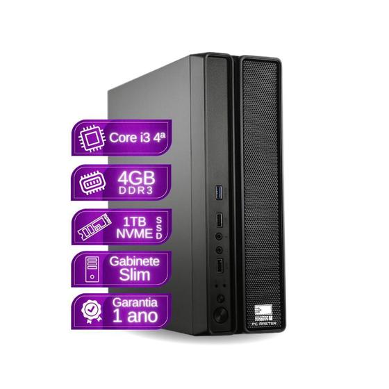 Imagem de Computador Slim Core i3 4130 4ª Ger 4gb ddr3 1tb ssd sata - PC Master