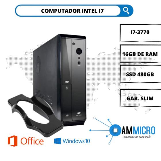 Imagem de Computador slim intel core i7-3770 - 16gb de ram - ssd 480gb - gab slim - windows 10 pro