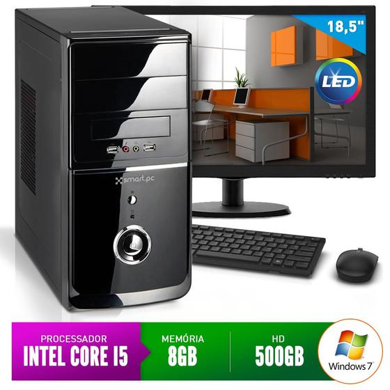 Imagem de Computador Smart Pc 80218 Intel Core i5 (8GB HD 500GB) + Monitor 18,5" Windows 7