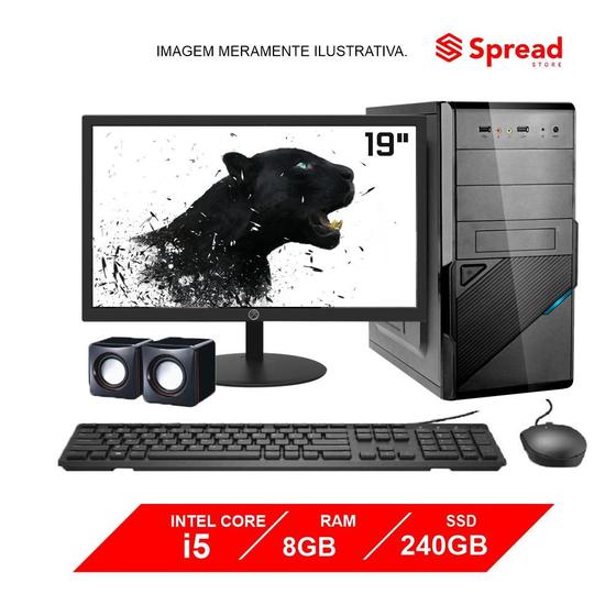 Computador Spread Corp Intel Core i5 8GB SSD 240Gb Com Kit Monitor 19" Menor preço em Computador Spread Corp Intel Core i5 8GB SSD 240Gb Com Kit Monitor 19"