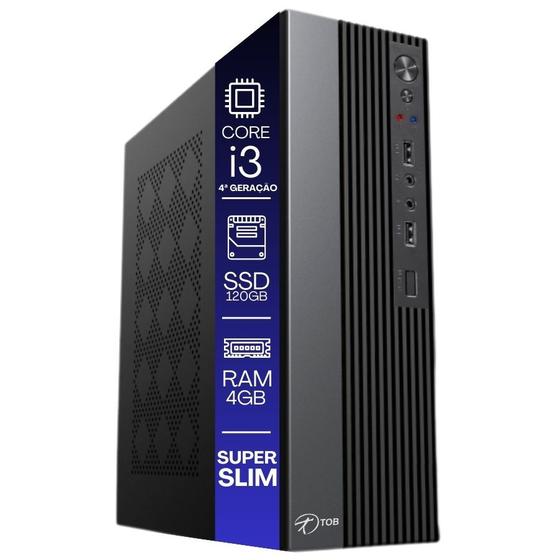 Imagem de Computador TOB Slim Compacto 4ª Geração Intel Core i3 SSD 120GB Memória 4GB Windows 10 Trial Desktop PC CPU