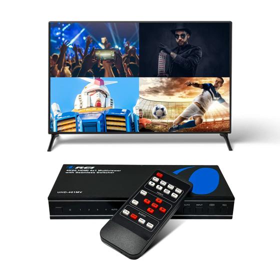 Imagem de Comutador HDMI OREI UHD-401MV 4x1 - Multiviewer 4K com Áudio