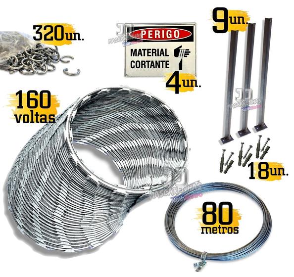 Concertina para muro kit completo portão cerca 30cm 40m K