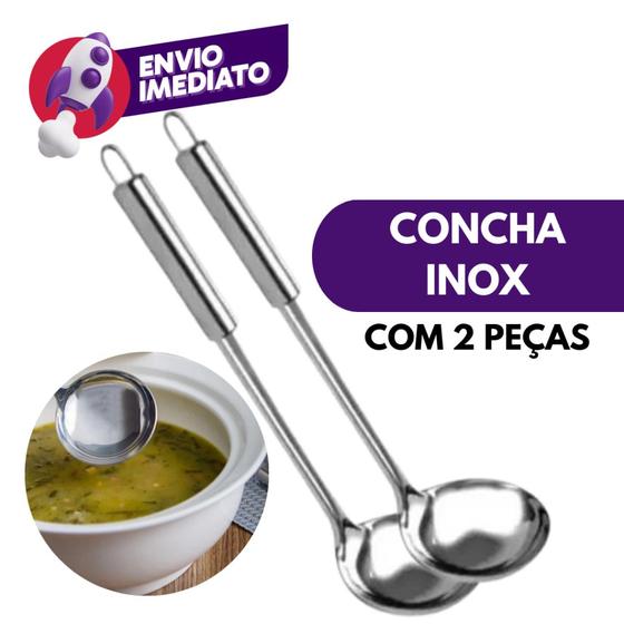 Concha Aço Inox Com 2, 3 ou 5 Un Servir Feijão Caldo Sopa Cremes Molho ...