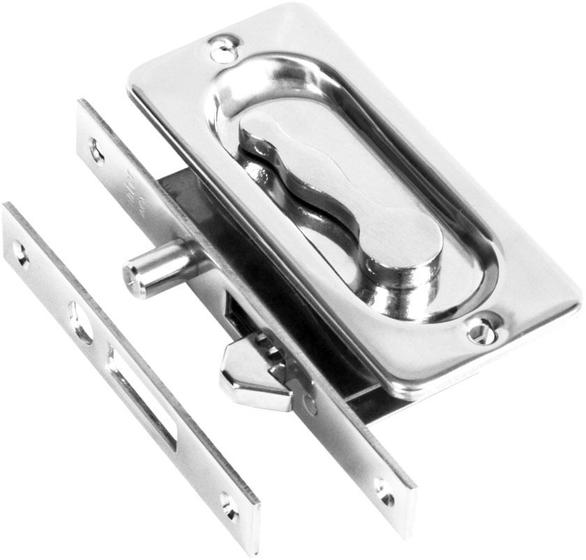 Imagem de Concha de Embutir 100 x 40mm com Trava para Janelas e Portas de Correr Acetinado União Mundial