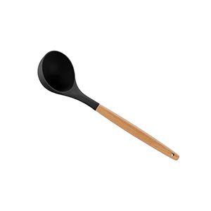 Concha de silicone c/cabo de bambu charmy preto 31cm Menor preço em Concha de silicone c/cabo de bambu charmy preto 31cm