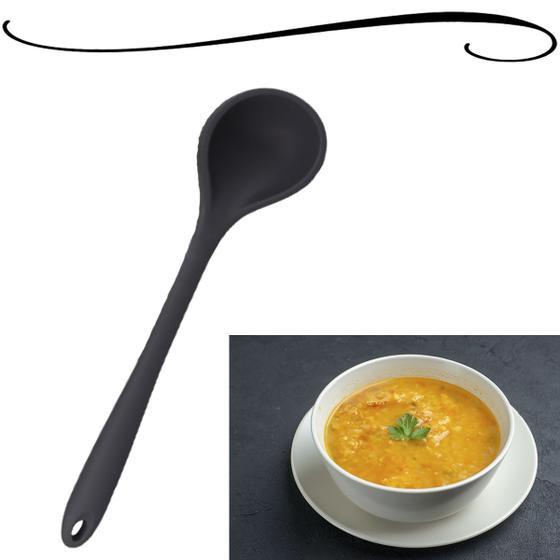 Imagem de Concha de Silicone para Sopas Feijão Não Risca Prática Altamente Resistente ao Calor Cinza 38cm