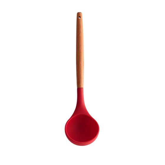 Imagem de Concha de Silicone Vermelho Com Cabo de Bambu Charmy Lyor