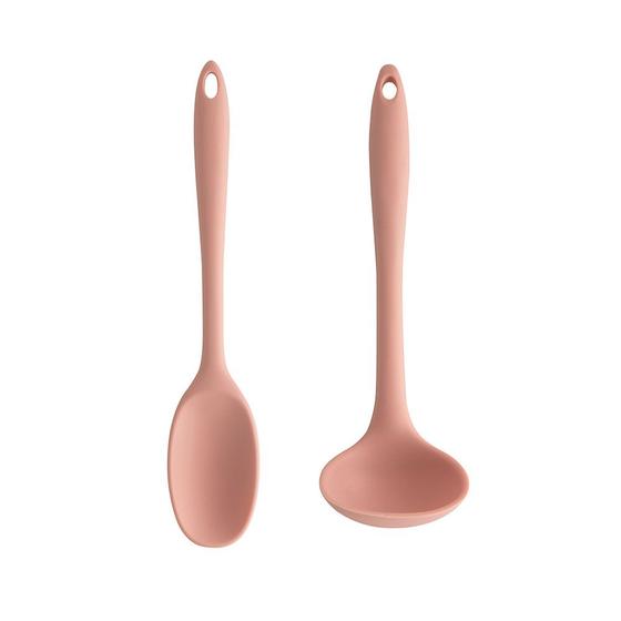 Imagem de Concha e Colher Rosa Silicone Utensilios Cozinha 2un