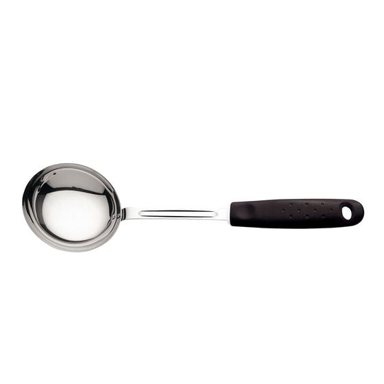 Concha em aço inox Tramontina cabo Preto Linha Utilitá Menor preço em Concha em aço inox Tramontina cabo Preto Linha Utilitá