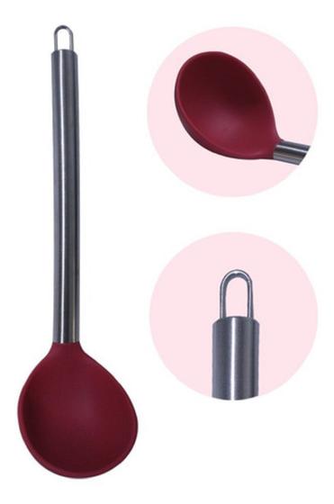 Imagem de Concha p/servir em silicone c/cabo aço 32cm usa099