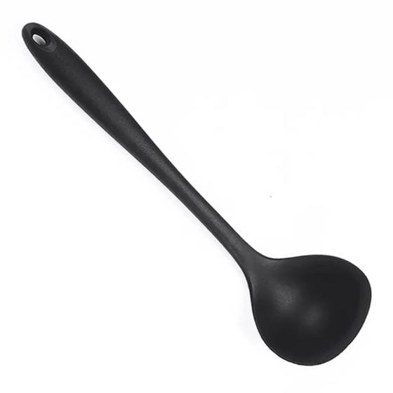 Imagem de Concha Para Feijão Em Silicone Maciço Resistente Preto 28cm