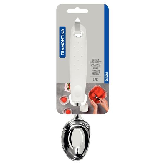 Imagem de Concha para Sorvete Utilitá em Zamak Cromado com Cabo Branco 25603180 Tramontina