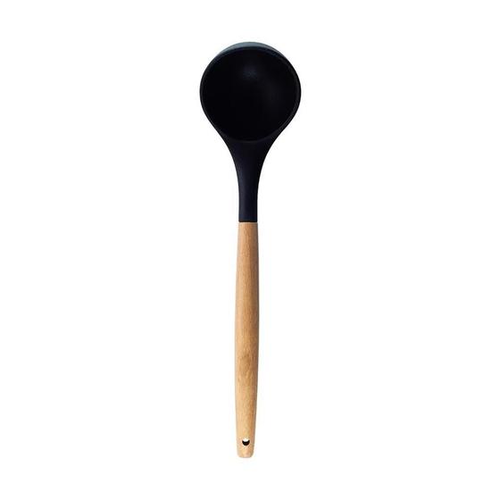 Imagem de Concha Silicone Bambu 32cm Utensílio Cozinha Feijão Sopa