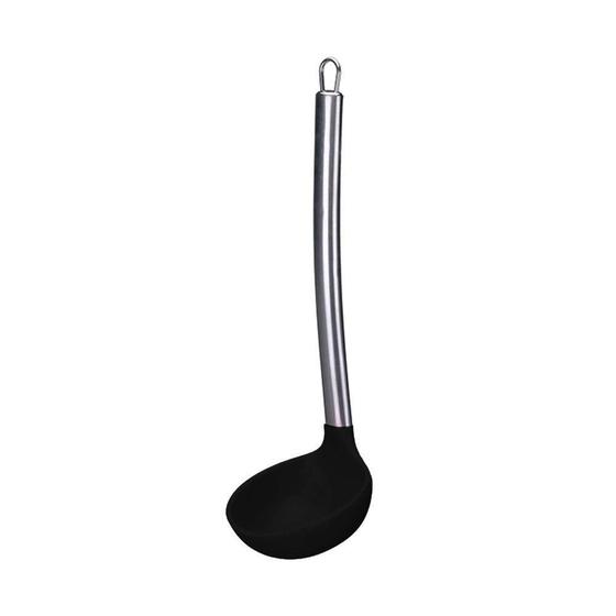 Imagem de Concha Silicone Com Cabo Em Inox 31 Cm Preto