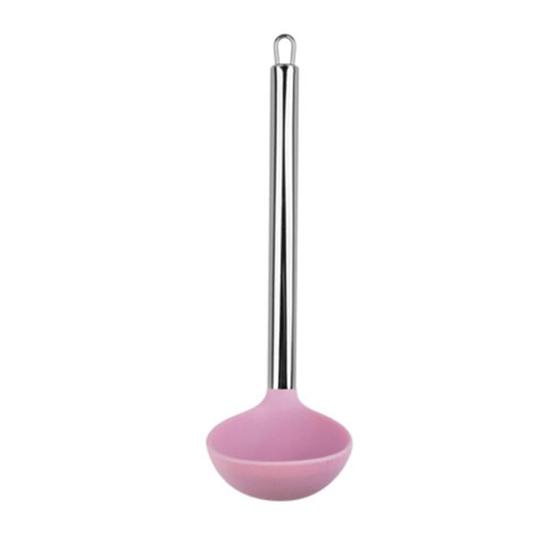 Imagem de Concha Silicone Rosa Cabo Metal Proteção Utensilio