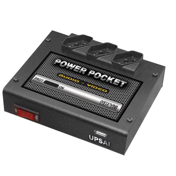 Imagem de Condicionador De Energia Proteção Filtro Entrada 220v e 3 Saídas 220v c/ USB Áudio Video Home Theater Upsai Power Pocket