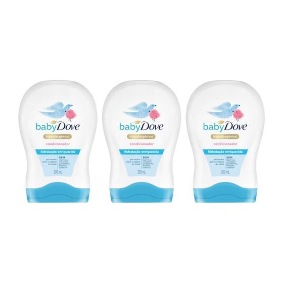 Imagem de Condicionador Dove Baby 200Ml Hidratante Enriquecida - 3Un