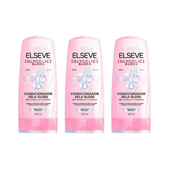 Imagem de Condicionador Elseve 200Ml Glycolic Gloss- Kit C/3Un