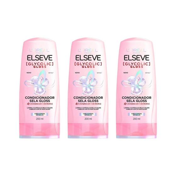 Imagem de Condicionador Elseve 200Ml Glycolic Gloss- Kit C/3Un