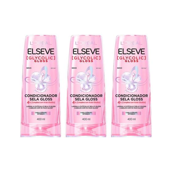 Imagem de Condicionador Elseve 400Ml Glycolic Gloss - Kit C/3Un