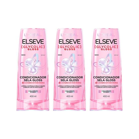 Imagem de Condicionador Elseve 400ml Glycolic Gloss - Kit C/3un