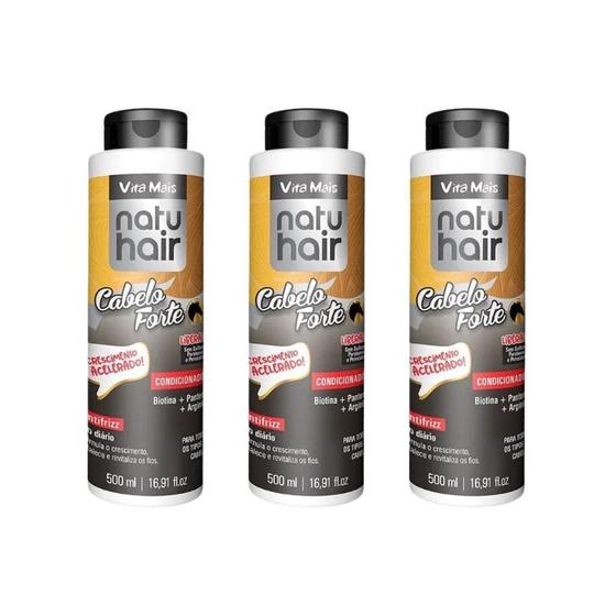 Imagem de Condicionador Natuhair 500Ml Cabelo Forte - Kit Com 3Un