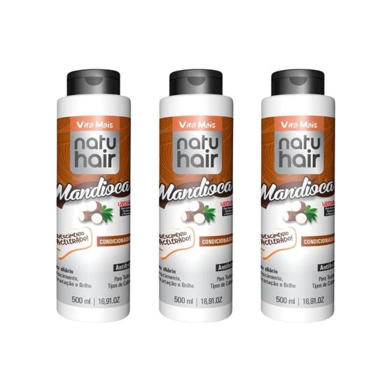 Imagem de Condicionador Natuhair 500ml Mandioca - Kit C/ 3un