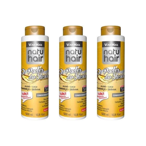 Imagem de Condicionador Natuhair 500Ml O Poder Dos Oleos - Kit Com 3Un