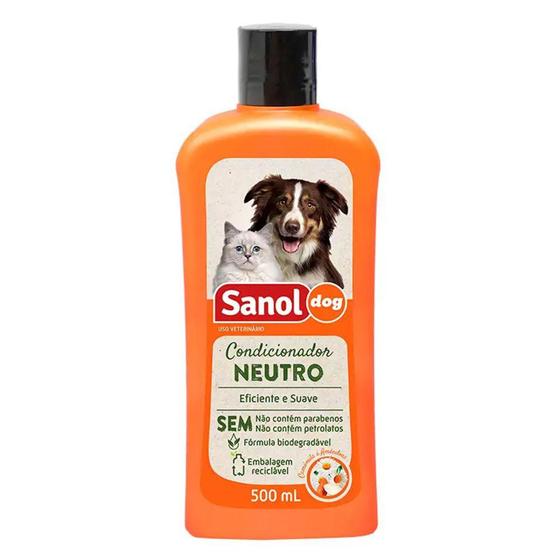 Imagem de Condicionador para Cachorro e gato Sanol Neutro 500ml - Condicionador para pêlos cães e gatos