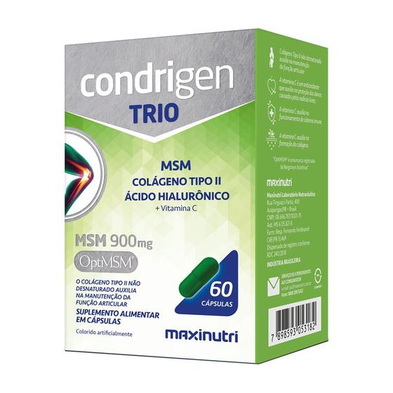 Imagem de Condrigen Trio MSM + Colágeno Tipo 2 + HA + Vitamina C 60 Cáps Maxinutri