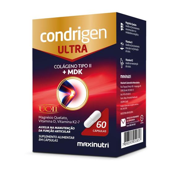 Condrigen Ultra Colágeno não Hidrolisado Tipo II + MDK 60 Cápsulas Menor preço em Condrigen Ultra Colágeno não Hidrolisado Tipo II + MDK 60 Cápsulas