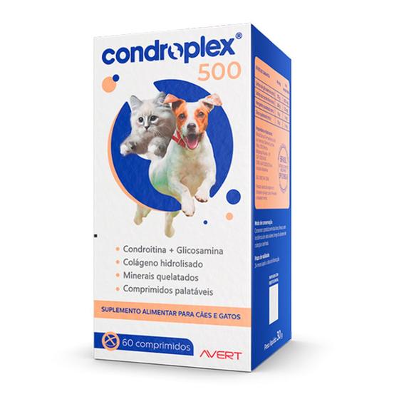 Imagem de Condroplex 500 Suplemento P/ Cães E Gatos C/ 60 Comprimidos