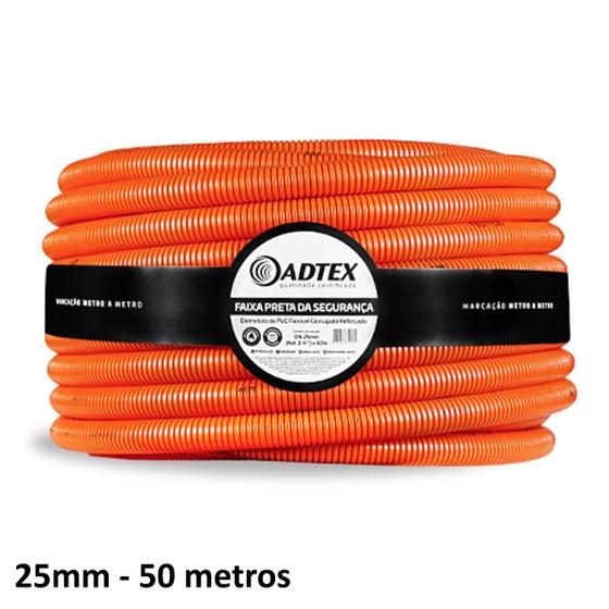 Imagem de Conduite Adtex 25mm 3/4 Antichama 50m Corrugado Laranja Laje Piso Reforçado