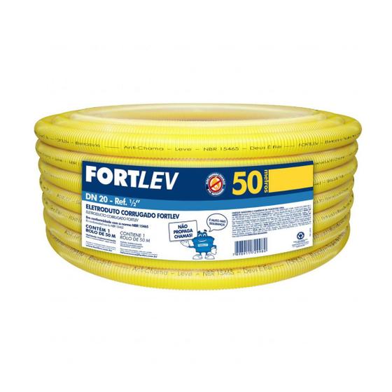 Conduite Corrugado Amarelo 3/4mm 50M Fortlev Menor preço em Conduite Corrugado Amarelo 3/4mm 50M Fortlev