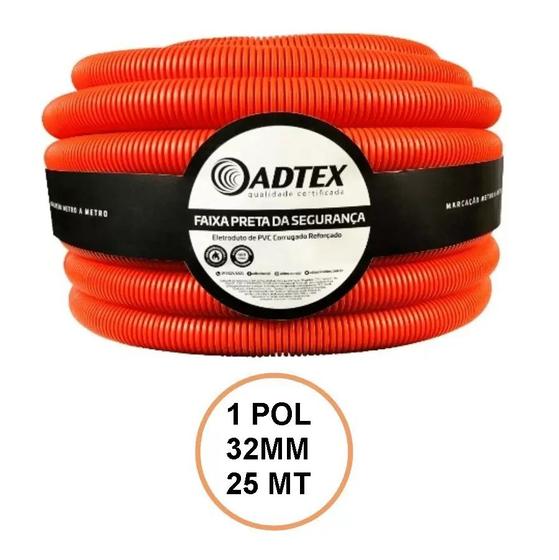Conduite Corrugado Laranja Reforçado 1 Pol(25MM INTERNO) 25MT Adtex-Eletroduto Menor preço em Conduite Corrugado Laranja Reforçado 1 Pol(25MM INTERNO) 25MT Adtex-Eletroduto