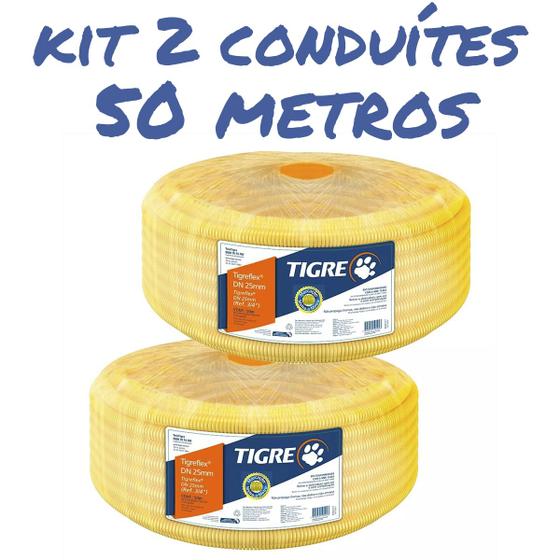 Imagem de Conduíte Corrugado Tigre 3/4 Polegada Rolo 50m - 2 Und