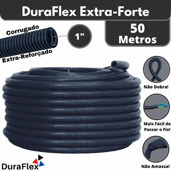 Conduíte Eletroduto Corrugado Não Dobra e Não Amassa 1 Polegada Reforçado 50 Mt Preto Menor preço em Conduíte Eletroduto Corrugado Não Dobra e Não Amassa 1 Polegada Reforçado 50 Mt Preto