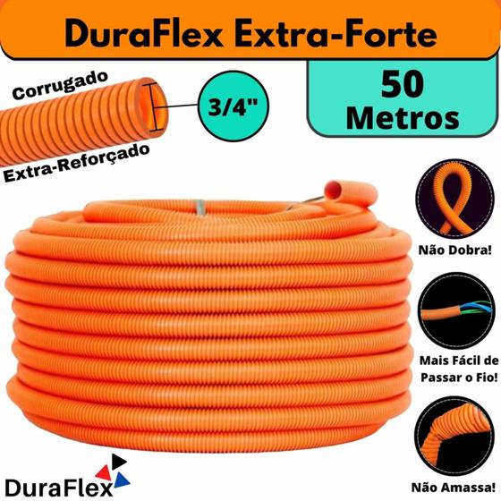 Conduíte Eletroduto Corrugado Reforçado 3/4" Super Flexível 50 Mts Laranja Menor preço em Conduíte Eletroduto Corrugado Reforçado 3/4" Super Flexível 50 Mts Laranja
