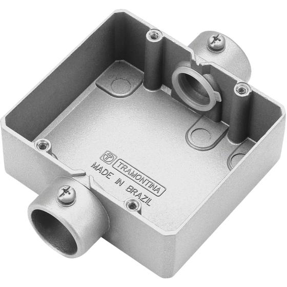 Imagem de Condulete duplo 3/4" tipo "CD" - sem tampa / sem rosca / com pintura eletrostática a pó