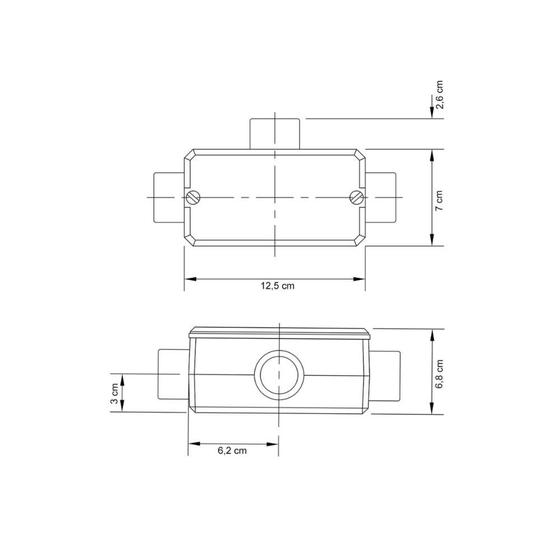 Imagem de Condulete fixo 1.1/4 polegada tipo "T" - com tampa / rosca BSP / sem pintura