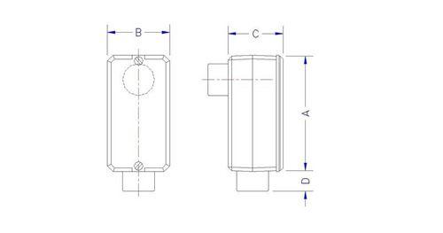 Imagem de Condulete fixo 1/2" tipo "LB" - sem tampa / rosca BSP / sem pintura