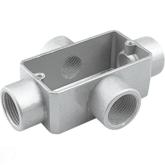 Imagem de Condulete fixo 1/2" tipo "X" - sem tampa / rosca BSP / com pintura eletrostática a pó